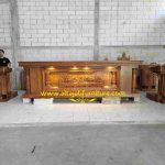 Jual Set Perlengkapan Altar Gereja Kayu Jati Ukir Perjamuan Kudus & Mimbar Mewah