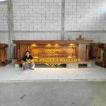 Jual Set Perlengkapan Altar Gereja Kayu Jati Ukir Perjamuan Kudus & Mimbar Mewah