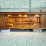 Jual Set Perlengkapan Altar Gereja Kayu Jati Ukir Perjamuan Kudus & Mimbar Mewah