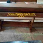 Bangku Gereja Kayu Jati Ukir Salib dengan Kneeler Jok Kulit