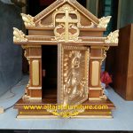 Tabernakel Gereja Kayu Jati Ukir Prada Emas Pintu Relief Sibori IHS